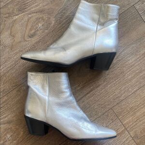 Sleek Silver Ankle Booties with Block Heel